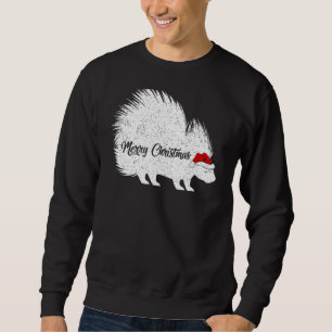 Moletom Porcupine Amante de os animais Xmas Santa Hat Porc