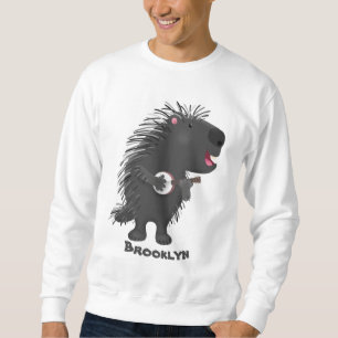 Moletom Porcupine engraçado bonito tocando cartum banjo