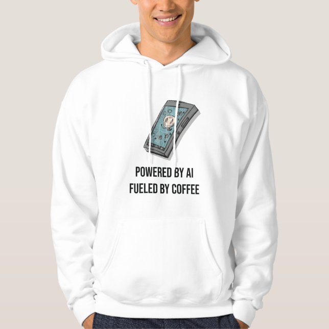 Moletom Powered By AI Fueled By Coffee Hoodie - Tech Geek  (Frente)