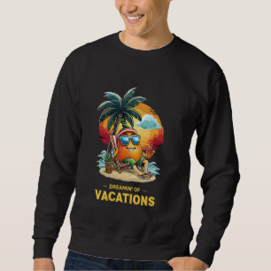 Moletom Praia de Manga de Verão Usando Óculos de Sol