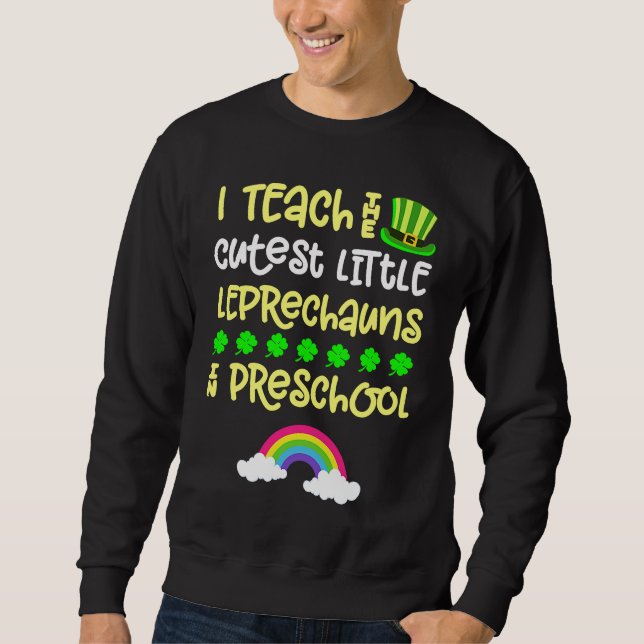 Moletom Preschool Teacher St Patrick Day Pre K Rainbow Lep (Frente)