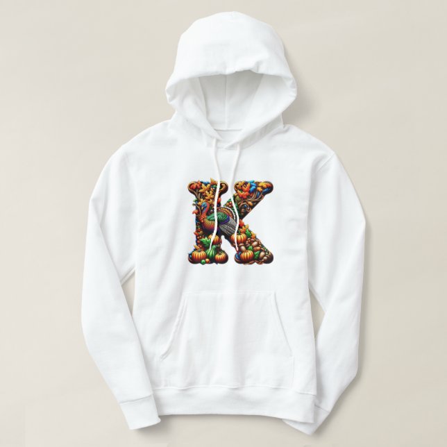 Moletom Presente de Ação de Graças para a letra k (Frente do Design)