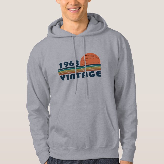 Moletom Presente de aniversário vintage nascido em 1963 (Frente)