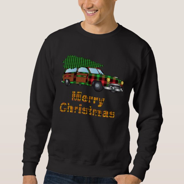 Moletom Presente de carro de madeira de Natal para férias  (Frente)