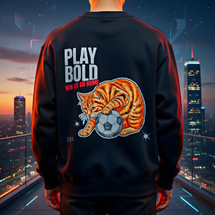 Moletom Presente de Futebol para Amante de Gato Jogar com 
