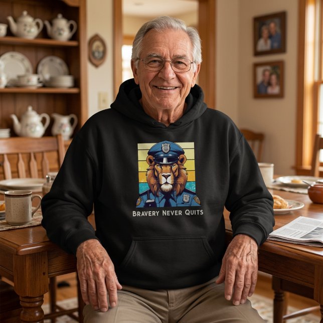 Moletom Presente de Leão de Aniversário para Pai e Avô Ofi (Birthday Lion Gift for Police Officers Dad Grandpa Hoodie)