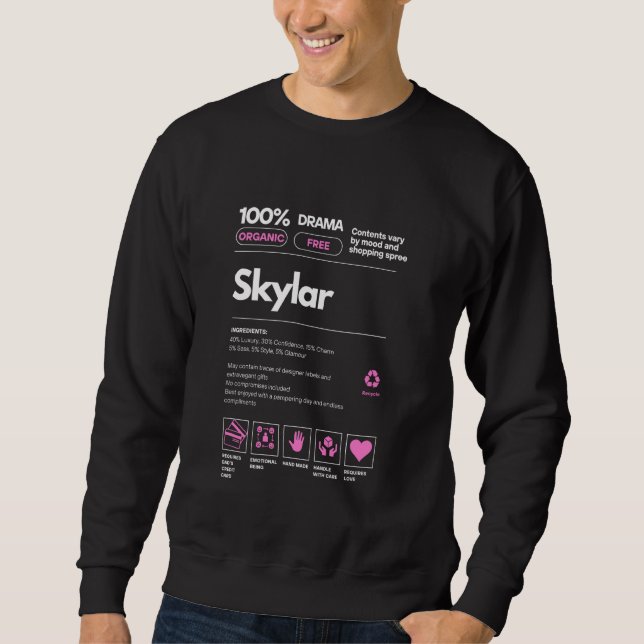 Moletom Presente de Nome Skylar para Nutrientes Sarcástico (Frente)