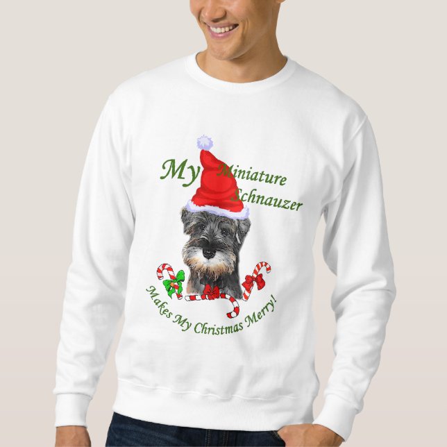 Moletom Presentes de Natal de Miniatura Schnauzer (Frente)