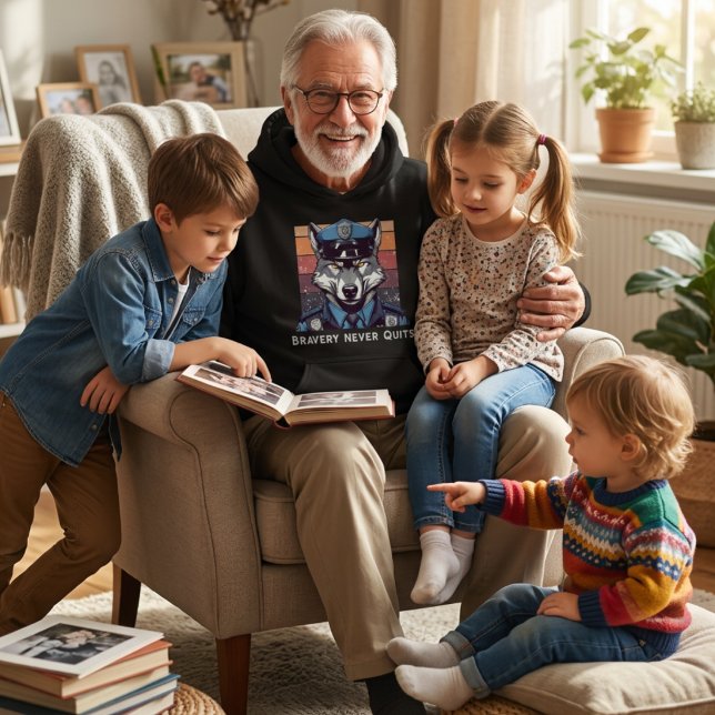 Moletom Presentes Personalizados de Lobo para Oficiais de  (Custom Wolf Gifts for Police Officers Dad Grandpa Hoodie)