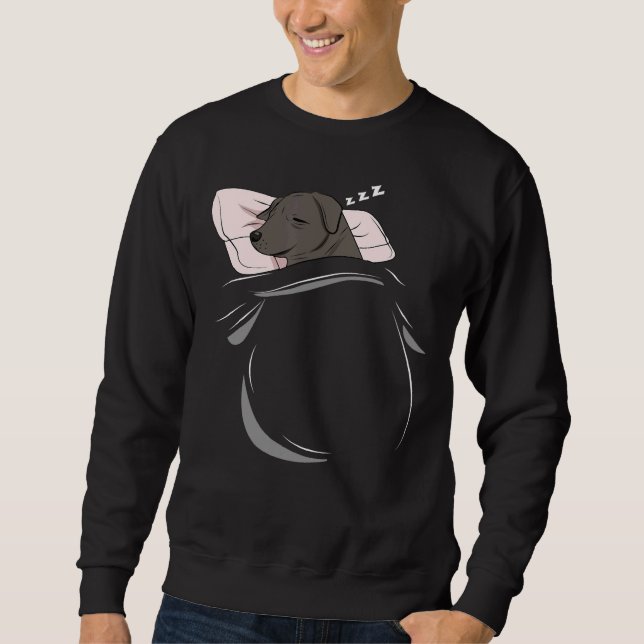 Moletom Preto Lab Dormindo Cachorro Pijamas Nap Pjs Outfit (Frente)