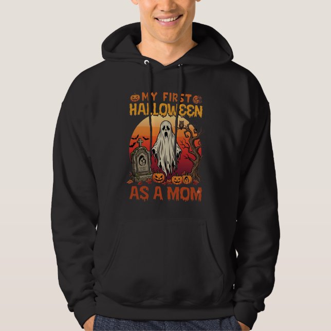 Moletom Primeira Mãe de Halloween Tumba de Fantasma Abóbor (Frente)