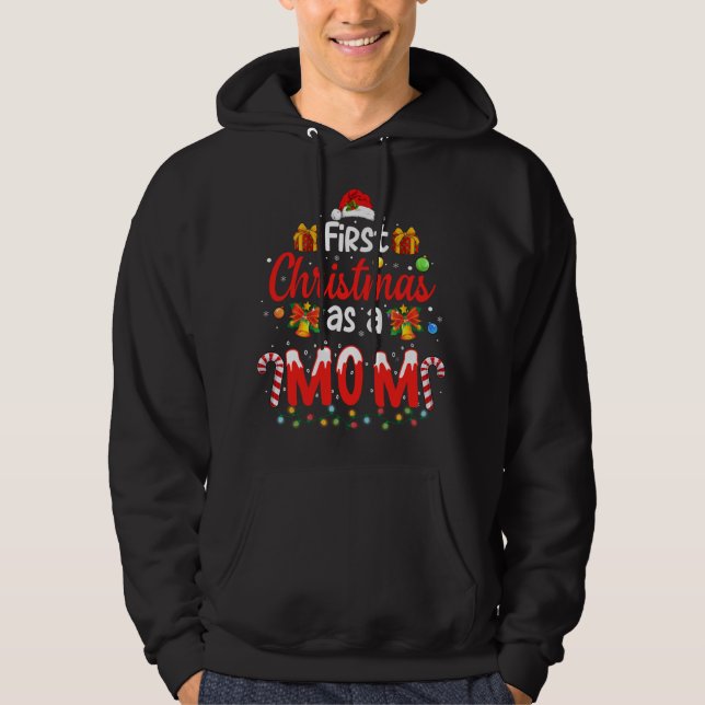 Moletom Primeiro Natal Como Mãe Noel Hat Ugly Família Xmas (Frente)