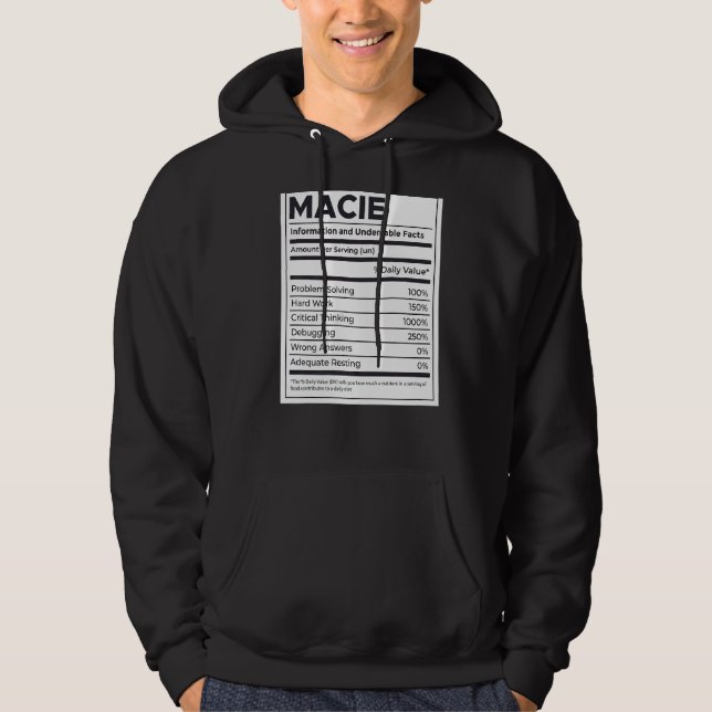 Moletom Problema com informações sobre nutrição Macie solu (Frente)