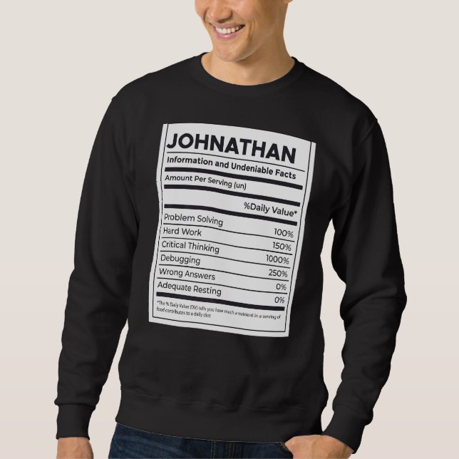 Moletom Problema de Informações Nutricionais de Johnathan  (Frente)