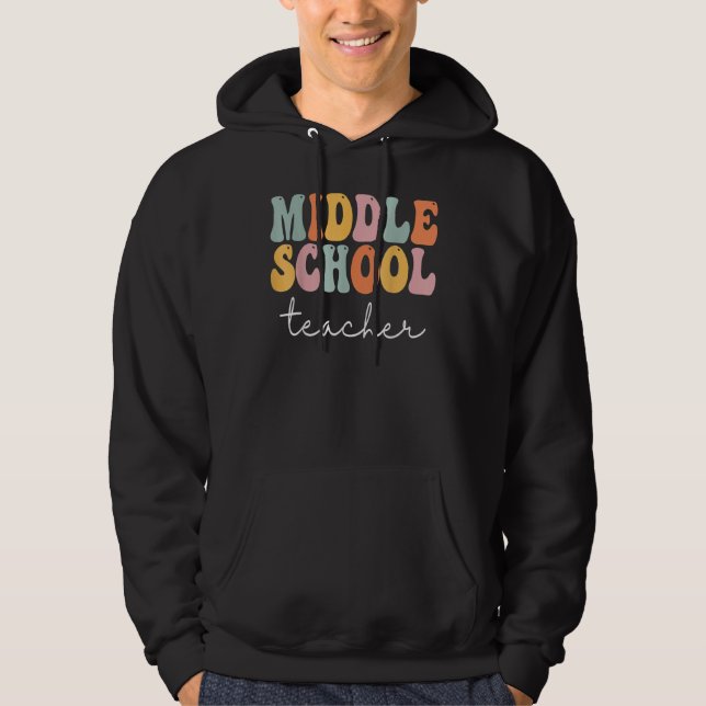 Moletom Professor de Ensino Fundamental Retro Groovy Feliz (Frente)