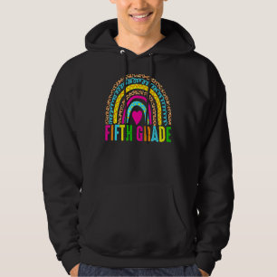 Moletom Professor do 5º ano Leopard Rainbow 5 Grade Teache