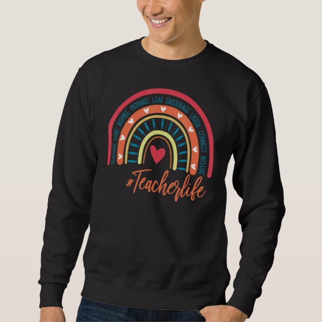 Moletom Professor Life Rainbow Teach Love Inspire De Volta (Frente)