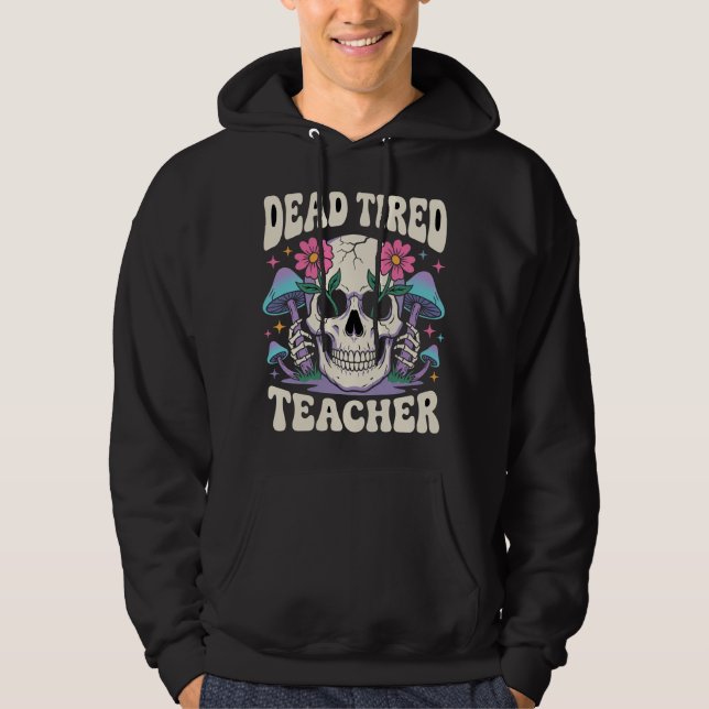 Moletom Professor Muito Cansado Crânio Cogumelo Gráfico de (Frente)
