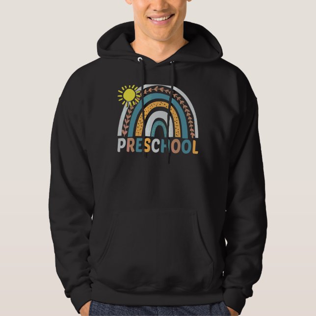 Moletom Professora Da Pré-Escola Boho Rainbow De Volta À A (Frente)