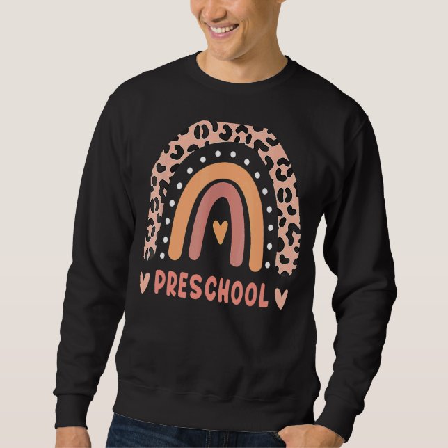 Moletom Professora Da Pré-Escola Rainbow Leopardo De Volta (Frente)