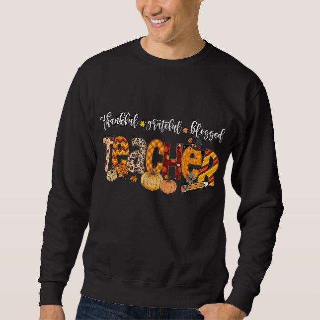 Moletom Professora de roupas de outono agradeço a Deus (Frente)