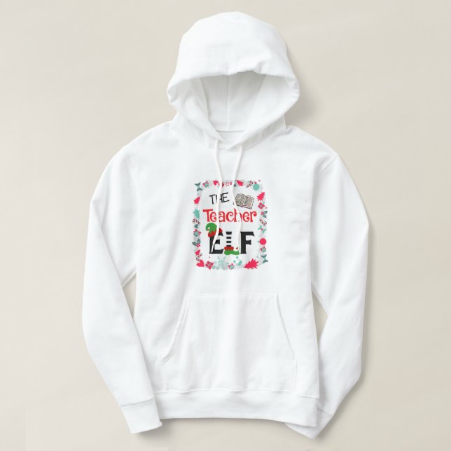 Moletom Professora Elf Matching Family Group Holida de Nat (Frente do Design)