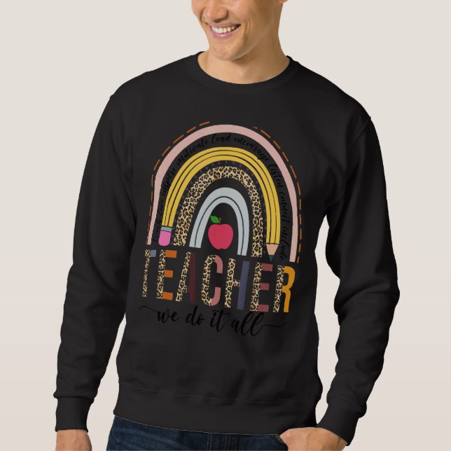 Moletom Professora Fazemos Tudo Leopard Boho Rainbow (Frente)