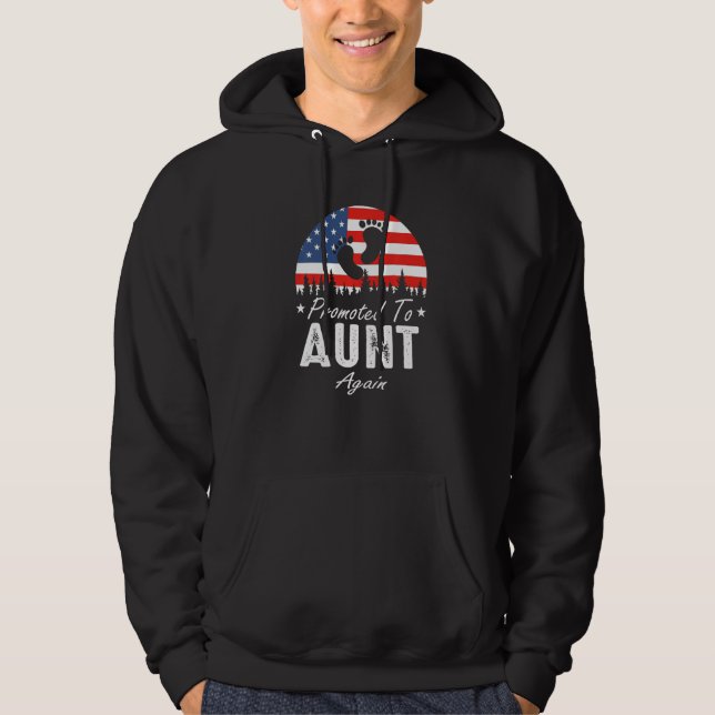 Moletom Promoted To Aunt Again 2024 US Flag Father's Day P (Frente)