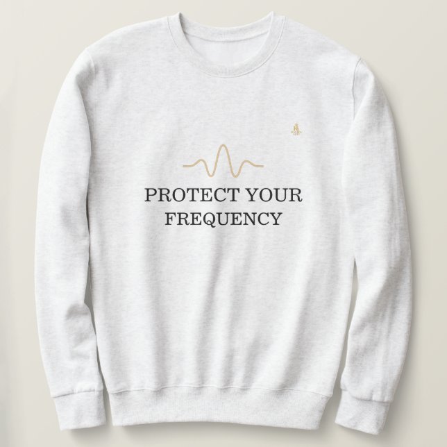 Moletom PROTECT YOUR FREQUENCY – Minimal Gold Wave Energy  (Frente do Design)