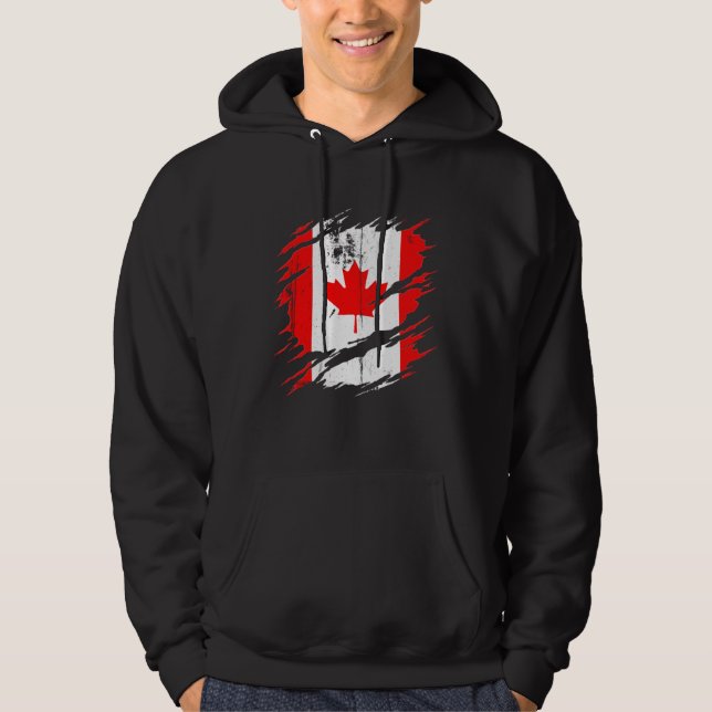 Moletom Proud Canadian  Torn Ripped Canada Flag (Frente)