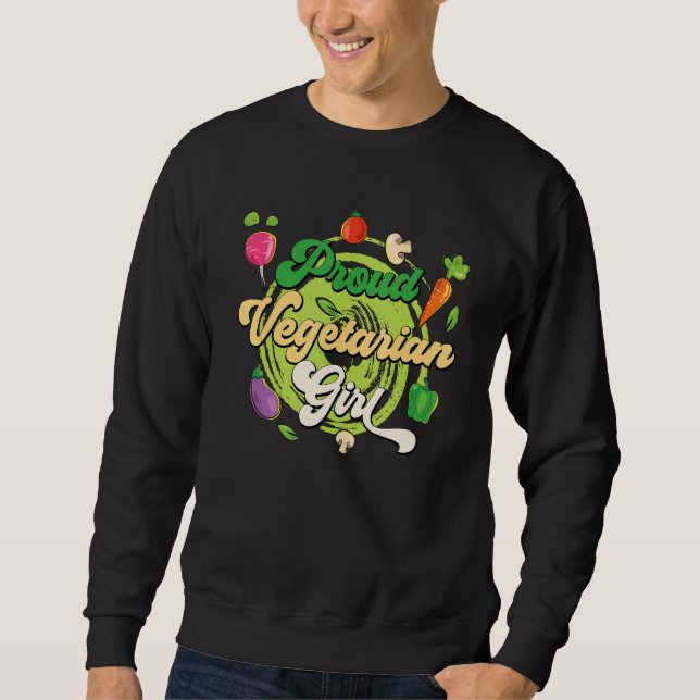 Moletom Proud Vegetarian Girl World Vegetarian Day Vegan L (Frente)