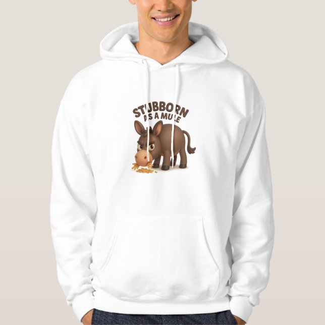 Moletom Proudly stubborn – grumpy cartoon mule with funny  (Frente)