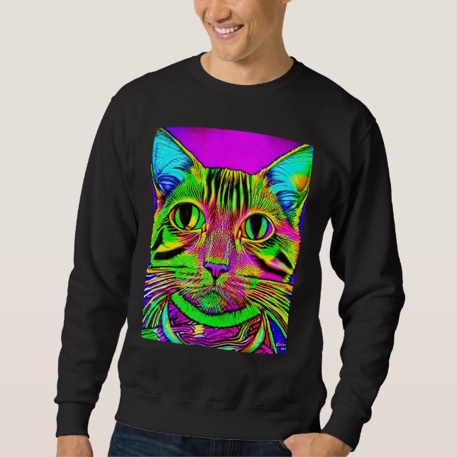 Moletom Psychedelic Kitty Kitten Lover In Cat Art Style (Frente)