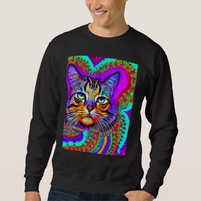 Moletom Psychedelic Kitty Kitten Lover In Cat Art Style_3 (Frente)