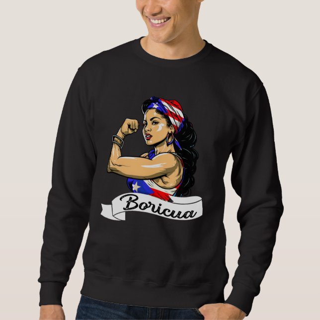 Moletom Puerto Rican Girl Boricua Puerto Rico Flag Pride W (Frente)