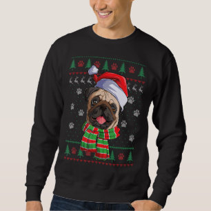 Moletom Pug Christmas Lights Santa Hog Ugly Sweater