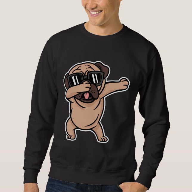 Moletom Pug Dabbing Com Óculos De Sol Essencial T-Shirt 57 (Frente)