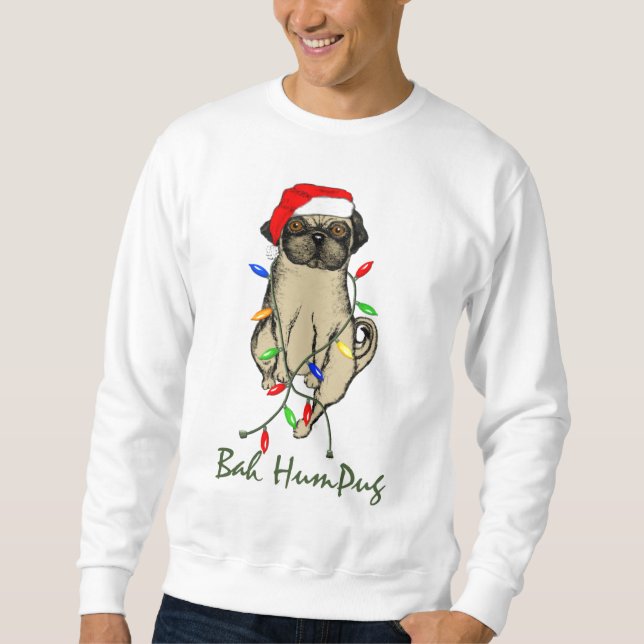 Moletom Pug Dog Bah Humpug Feliz Natal (Frente)