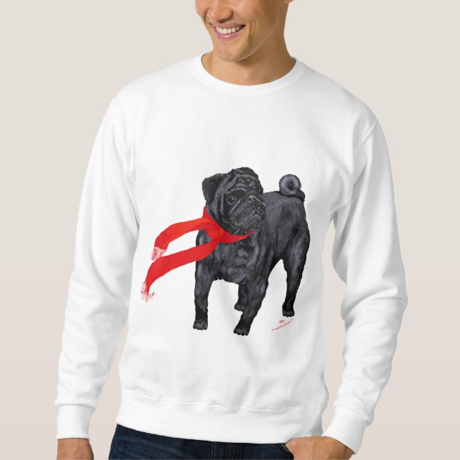 Moletom Pugs com Cachecol Vermelho (Frente)
