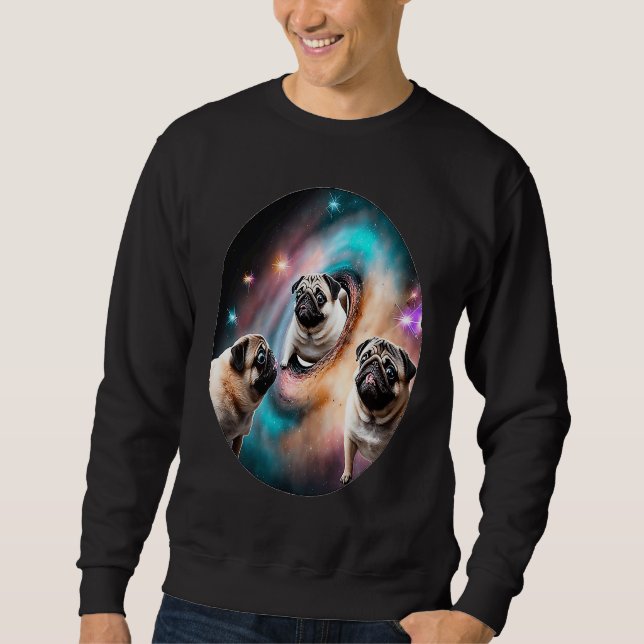 Moletom Pugs In Space With Donuts Cute Pug Boys Girls Men  (Frente)