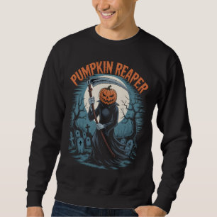 Moletom Pumpkin Reaper Gótico Morte de Halloween Scythe