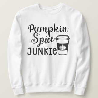 Moletom Pumpkin Spice Junkie com folhas de outono e abóbor