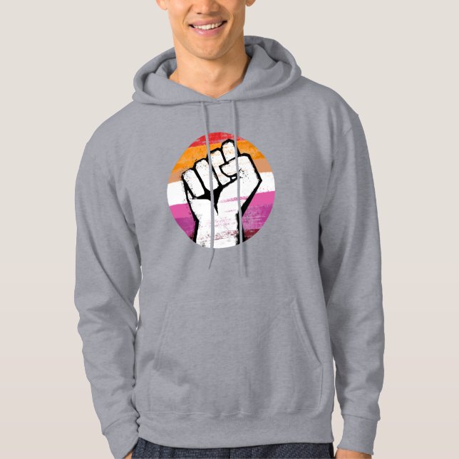Moletom Punho Orgulho Lésbico Círculo Impressão (Frente)