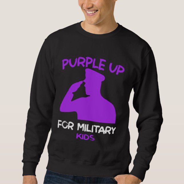 Moletom Purple Up In April Month Military Child MOMC Milit (Frente)