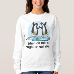 Moletom Quando Em Pinguins De Gelo Finos, Design Engraçado