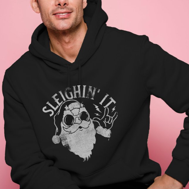 Moletom Que Papais noeis Engraçados Dormem O Natal (Sleighin It Funny Santa Sleigh Christmas Hoodie)