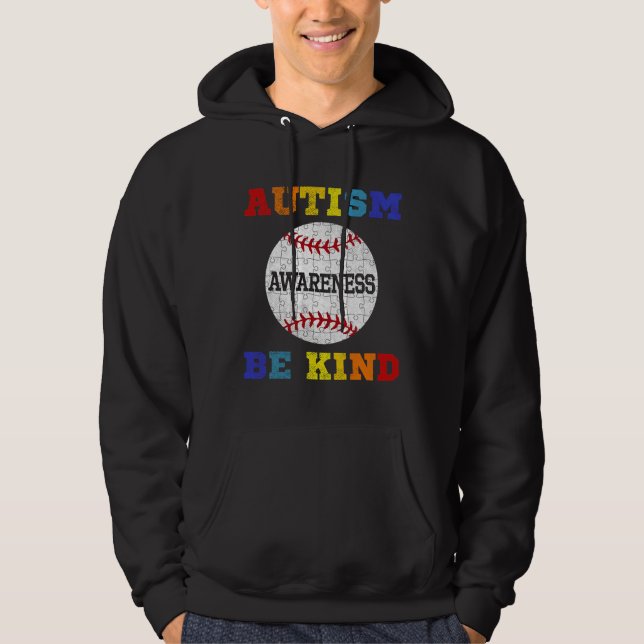 Moletom Quebra-cabeça Baseball Support Autism Sensibilizaç (Frente)