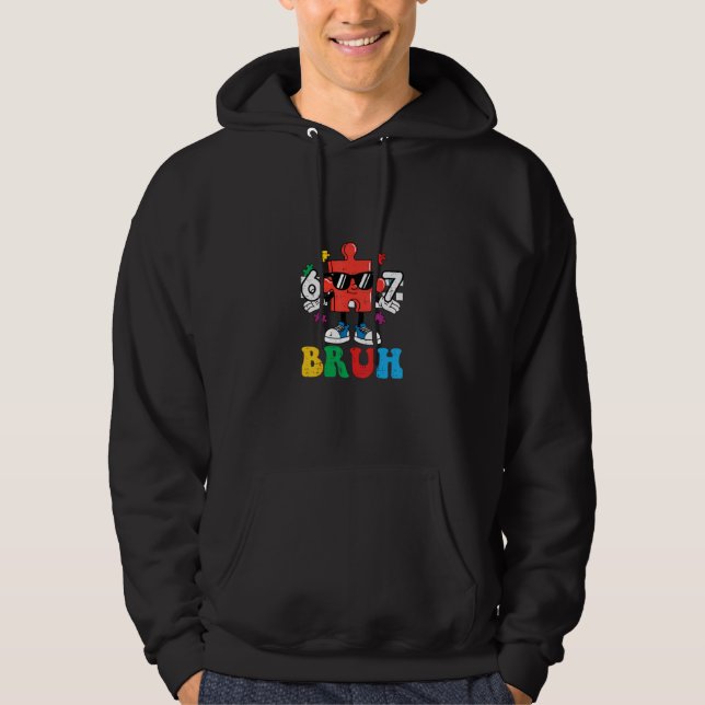 Moletom Quebra-cabeça do Autismo 6 7 Mão Ferida (Frente)