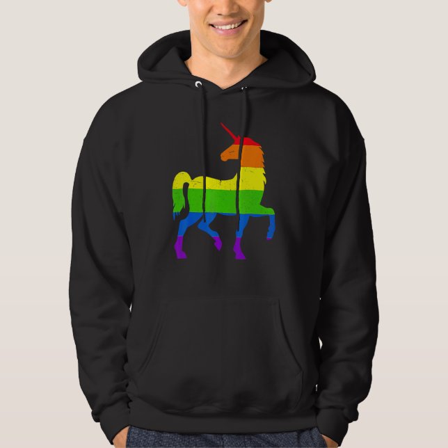 Moletom Queer Gay Pride Month Rainbow Flag Fantasy Unicorn (Frente)
