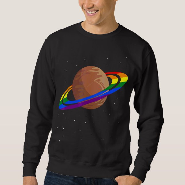 Moletom Queer Rainbow Flag Orgulho gay Mês Saturno Igualda (Frente)